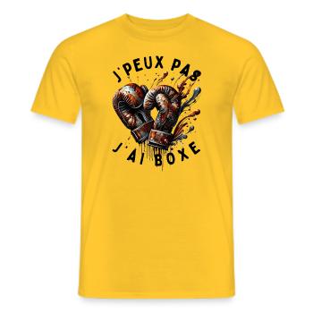 J'peux Pas, J'ai Boxe - T-shirt homme - jaune - Devant - AI Model Male 178 dark (178cm)