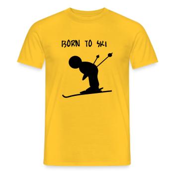 BORN TO SKI - Männer T-Shirt - Gelb - Vorne - AI Model Male 178 dark (178cm)