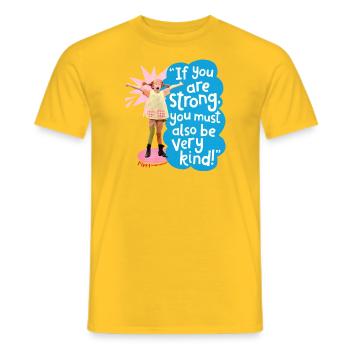 Pippi Langstrumpf Gestreckte Pippi Mit Spruch - Männer T-Shirt - Gelb - Vorne - AI Model Male 178 dark (178cm)