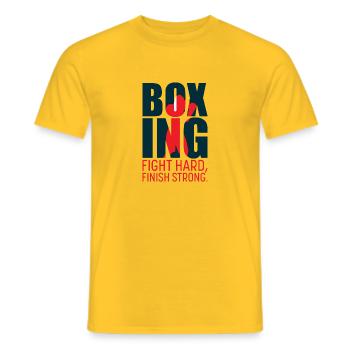 BOXING fight hard, finish strong ! Boxer Cadeau - T-shirt homme - jaune - Devant - AI Model Male 178 dark (178cm)