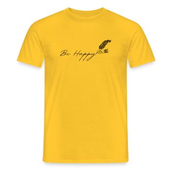 Be Happy - Männer T-Shirt - Gelb - Vorne - AI Model Male 178 dark (178cm)