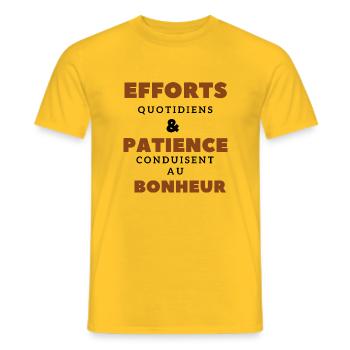 effort + patience = bonheur - T-shirt homme - jaune - Devant - AI Model Male 178 dark (178cm)