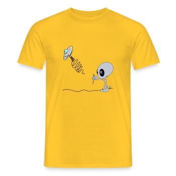 UFO Balloon - Men's T-Shirt - yellow - Front - AI Model Male 178 dark (178cm)