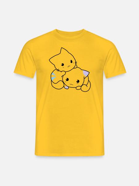 Chats mignons - T-shirt homme - jaune