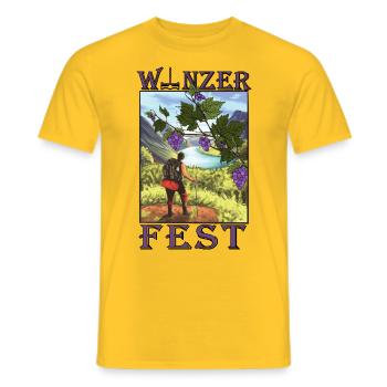 Weinwanderung zum Wein und Winzerfest - Männer T-Shirt - Gelb - Vorne - AI Model Male 178 dark (178cm)