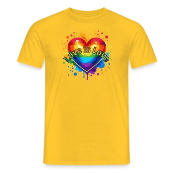 Love is Love - Rainbow Heart - Männer T-Shirt - Gelb - Vorne - AI Model Male 178 dark (178cm)