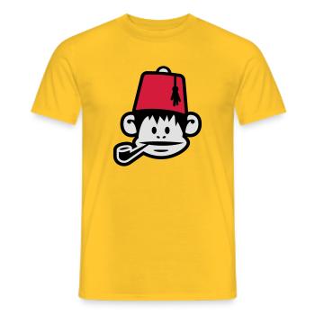monkey fez ape primat affe pipe smoker - Männer T-Shirt - Gelb - Vorne - AI Model Male 178 dark (178cm)