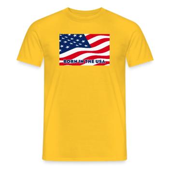 Born in the USA - Men's T-Shirt - yellow - Front - AI Model Male 178 dark (178cm)
