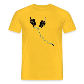 headphones headphones DJ - Men's T-Shirt - yellow - Front - AI Model Male 178 dark (178cm)