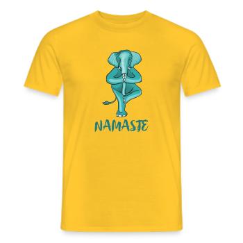 éléphant namaste yoga arbre méditation ganesha ohm y - T-shirt homme - jaune - Devant - AI Model Male 178 dark (178cm)