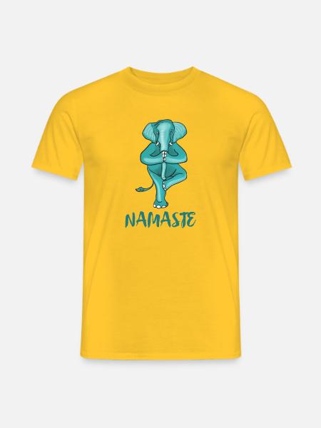 elefant namaste yoga baum meditation ganesha ohm y - Männer T-Shirt - Gelb