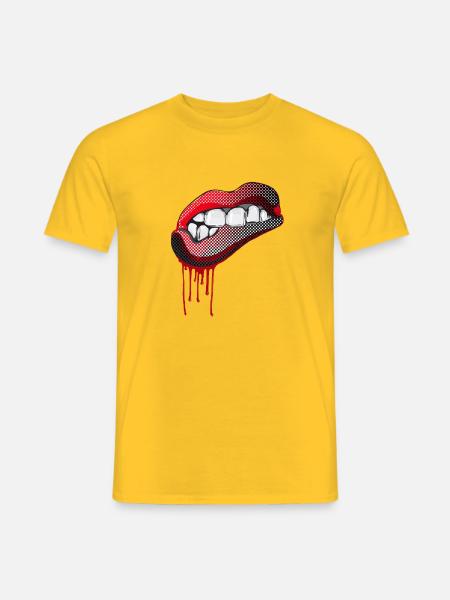 mund lippen pop zähne rock comic swag gang hipster - Männer T-Shirt - Gelb