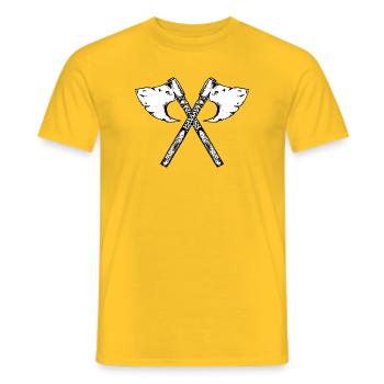 Viking ax, drawn greeting - Men's T-Shirt - yellow - Front - AI Model Male 178 dark (178cm)