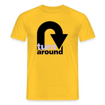 turn around | undrehen | arrow | pfeil - Men's T-Shirt - yellow - Front - AI Model Male 178 dark (178cm)