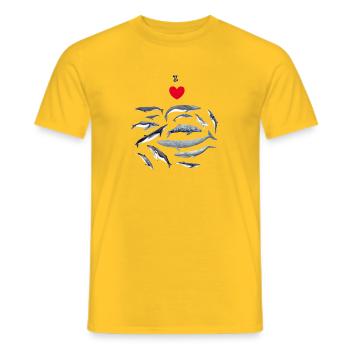 Love the whales - I love whales - Baleines - Men's T-Shirt - yellow - Front - AI Model Male 178 dark (178cm)