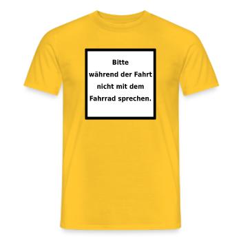 Warnhinweis: Fahrrad. (black/white) - Männer T-Shirt - Gelb - Vorne - AI Model Male 178 dark (178cm)