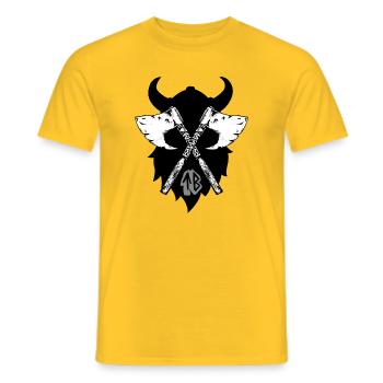 Rune Viking ax, Greetings from Valhalla tiwaz - Men's T-Shirt - yellow - Front - AI Model Male 178 dark (178cm)