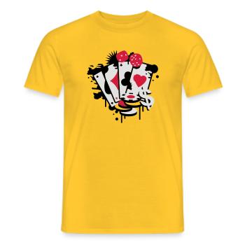 Quatre cartes à jouer, le Carreau , le Cœur , le - T-shirt homme - jaune - Devant - AI Model Male 178 dark (178cm)
