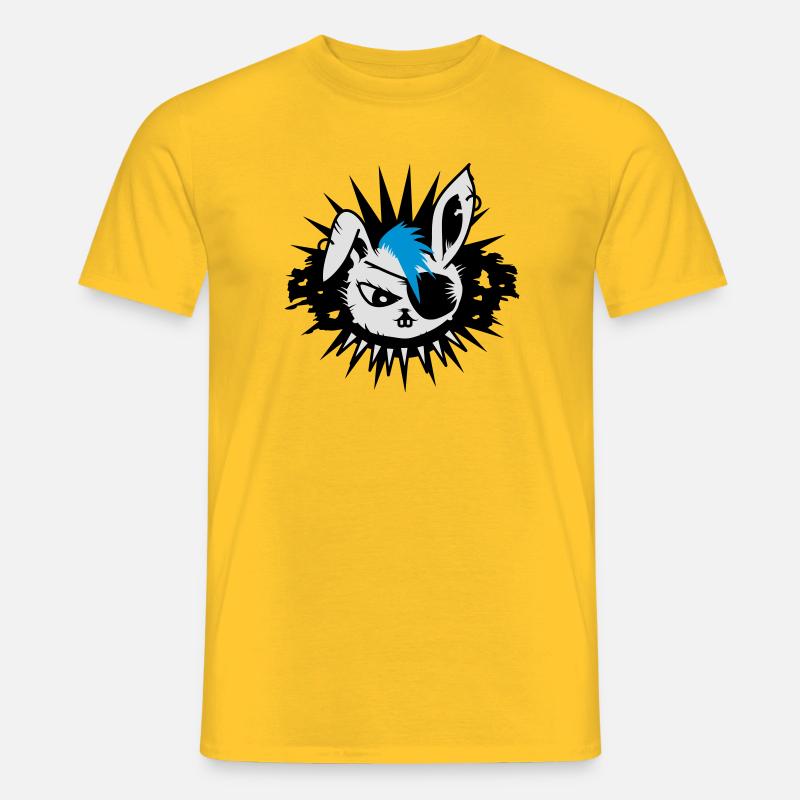 rabbit with an eye patch and a mohawk - Männer T-Shirt - Gelb