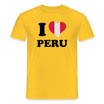 I love peru. - Men's T-Shirt - yellow - Front - AI Model Male 178 dark (178cm)