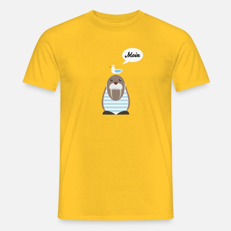 Moin, Seelöwe, Möwe - Männer T-Shirt - Gelb