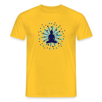 Buddha Blüten Mandala - Männer T-Shirt - Gelb - Vorne - AI Model Male 178 dark (178cm)