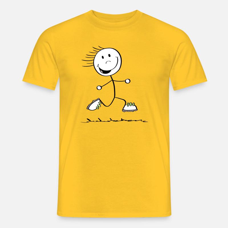 Running Strichmännchen - Läufer - Jogging - Männer T-Shirt - Gelb