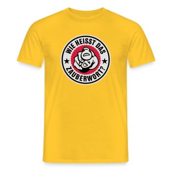 En quoi le mot magique - T-shirt homme - jaune - Devant - AI Model Male 178 dark (178cm)