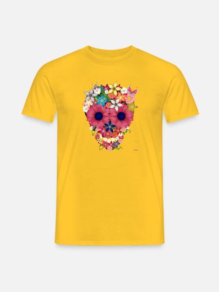 skull flowers by wam - Men's T-Shirt - yellow