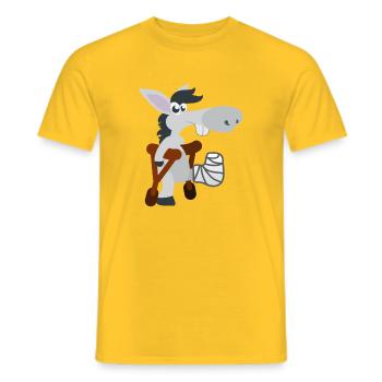 funny animals child motive ill donkey on crutches - Men's T-Shirt - yellow - Front - AI Model Male 178 dark (178cm)