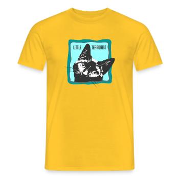 Katzenporträt mit Slogans - Männer T-Shirt - Gelb - Vorne - AI Model Male 178 dark (178cm)