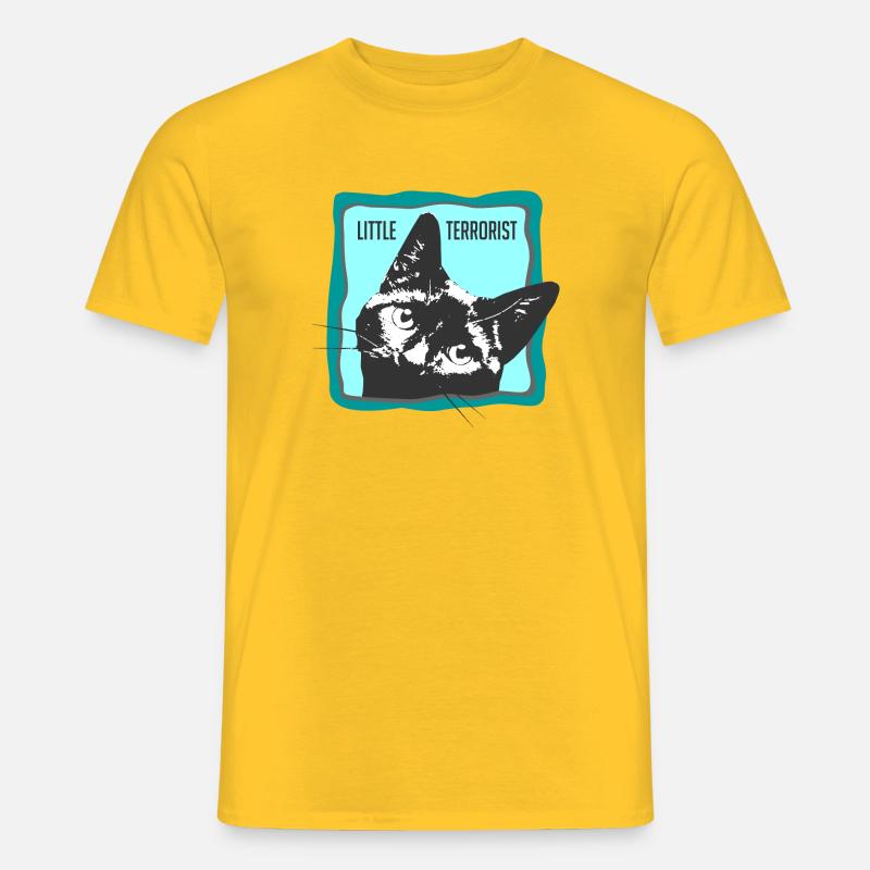 Katzenporträt mit Slogans - Männer T-Shirt - Gelb