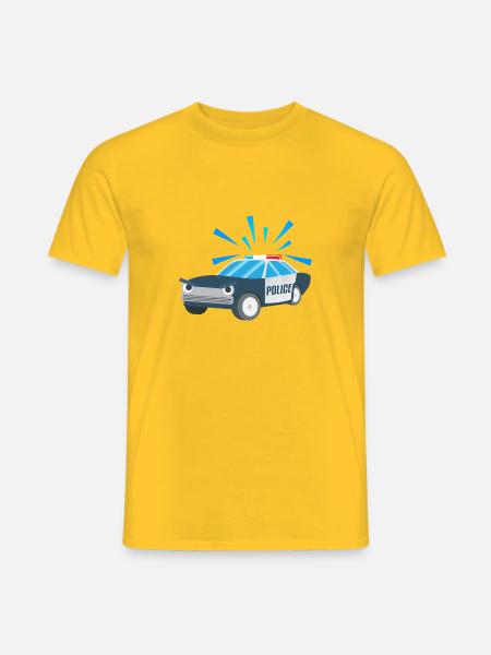 Chemise pour enfants Voiture de police Motif pour enfants Police - T-shirt homme - jaune