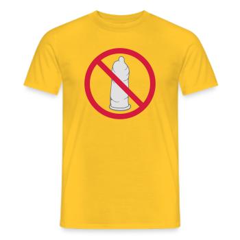 nein verboten schild kondom verhuetung schutz mit - Männer T-Shirt - Gelb - Vorne - AI Model Male 178 dark (178cm)