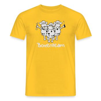 boxenteam_text_w_3f - Männer T-Shirt - Gelb - Vorne - AI Model Male 178 dark (178cm)