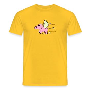 Flying Pig - Männer T-Shirt - Gelb - Vorne - AI Model Male 178 dark (178cm)