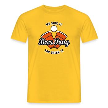 Beer Pong Logo IV - T-shirt homme - jaune - Devant - AI Model Male 178 dark (178cm)