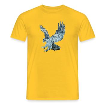 Silhouette de faucon Forêt de montagne hivernale Nature - T-shirt homme - jaune - Devant - AI Model Male 178 dark (178cm)