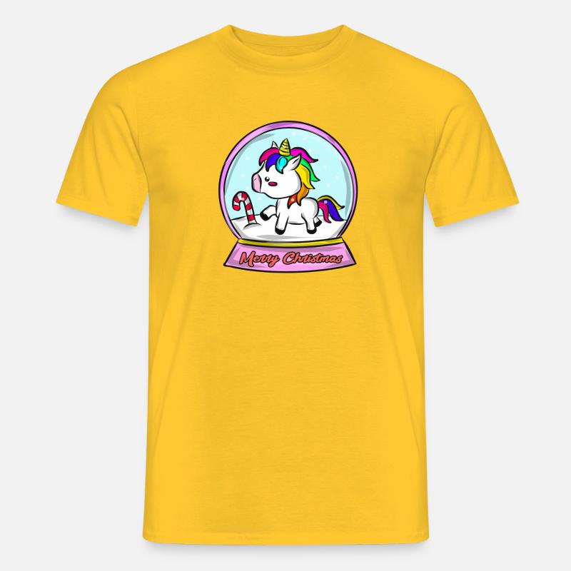 Weihnachten Einhorn - Männer T-Shirt - Gelb