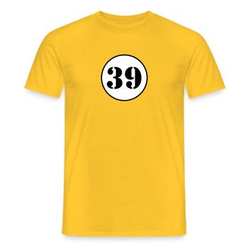 NUMBER 39 thirty nine birthday gift - Men's T-Shirt - yellow - Front - AI Model Male 178 dark (178cm)