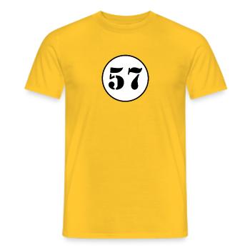 NUMBER 57 fifty seven birthday gift - Men's T-Shirt - yellow - Front - AI Model Male 178 dark (178cm)
