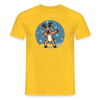 Sweet Dab Dabbing Reindeer Dancing Christmas Xmas - Men's T-Shirt - yellow - Front - AI Model Male 178 dark (178cm)