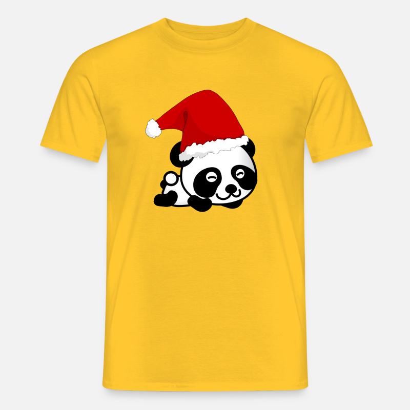 Weihnachtspanda, Panda, Weihnachten - Männer T-Shirt - Gelb