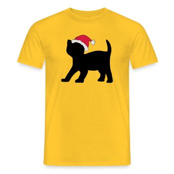 Chaton dans un chapeau de Noël. - T-shirt homme - jaune - Devant - AI Model Male 178 dark (178cm)