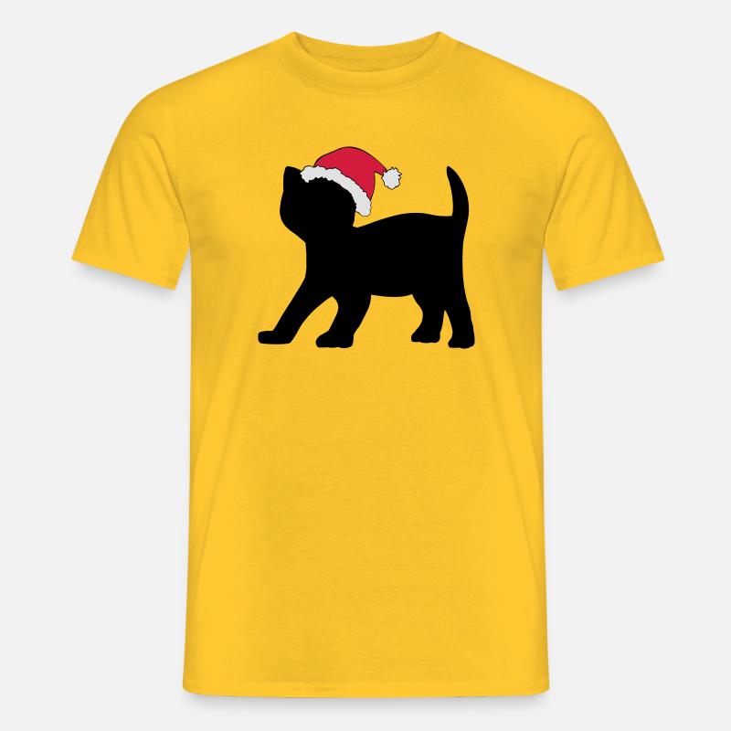 Kätzchen in einem Weihnachts-Hut. - Männer T-Shirt - Gelb