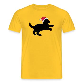 Kitten in a Christmas Hat. - Men's T-Shirt - yellow - Front - AI Model Male 178 dark (178cm)