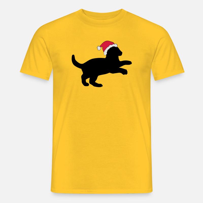 Kätzchen in einem Weihnachts-Hut. - Männer T-Shirt - Gelb