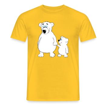 Drolly baby bear with dad or mom - Men's T-Shirt - yellow - Front - AI Model Male 178 dark (178cm)