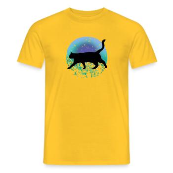 Schwarze Katze - Männer T-Shirt - Gelb - Vorne - AI Model Male 178 dark (178cm)