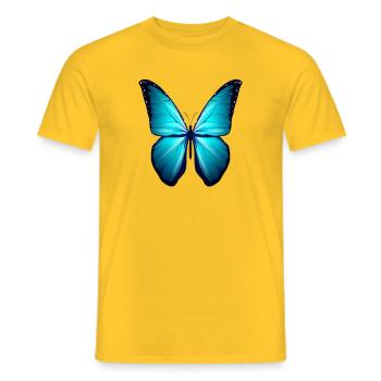 Butterfly Geschenk Shirt Braun Blau Exotische Tier - Männer T-Shirt - Gelb - Vorne - AI Model Male 178 dark (178cm)